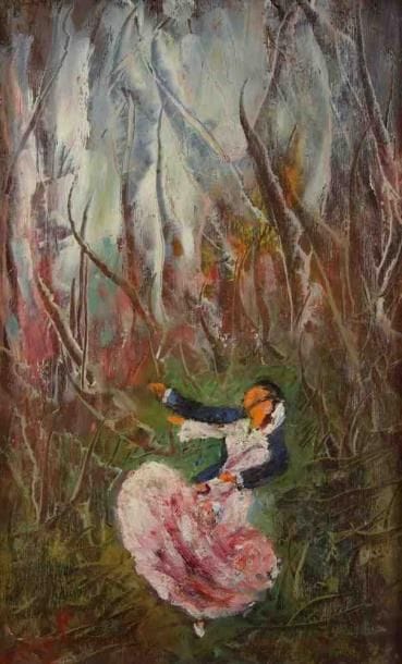 SINOL (XXe siècle)
Couple dansant. Huile sur carton. Signée en bas à gauche. 24 x 14 cm