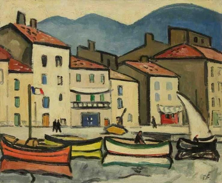 Pierre FAVRE (1906-1983)
Port de Cassis. Huile sur toile. Monogrammée en bas à droite. 46 x 55 cm