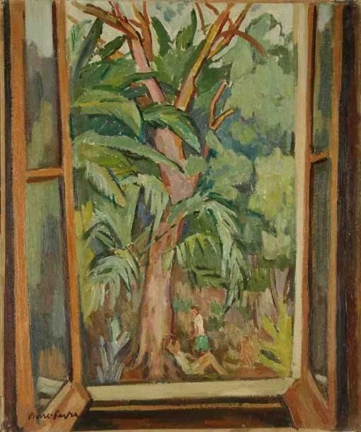 Pierre FAVRE (1906-1983)
Fenêtre ouverte au Lavandou. Huile sur toile. Signée en bas à gauche. 55 x 46 cm