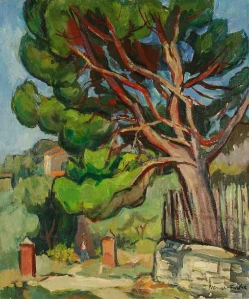Pierre FAVRE (1906-1983)
Paysage de Provence au grand arbre. Huile sur toile. Signée en bas à droite. 55 x 46 cm. Exposition: Galerie Pierre Puget, Bandol, Août 1967, n°3