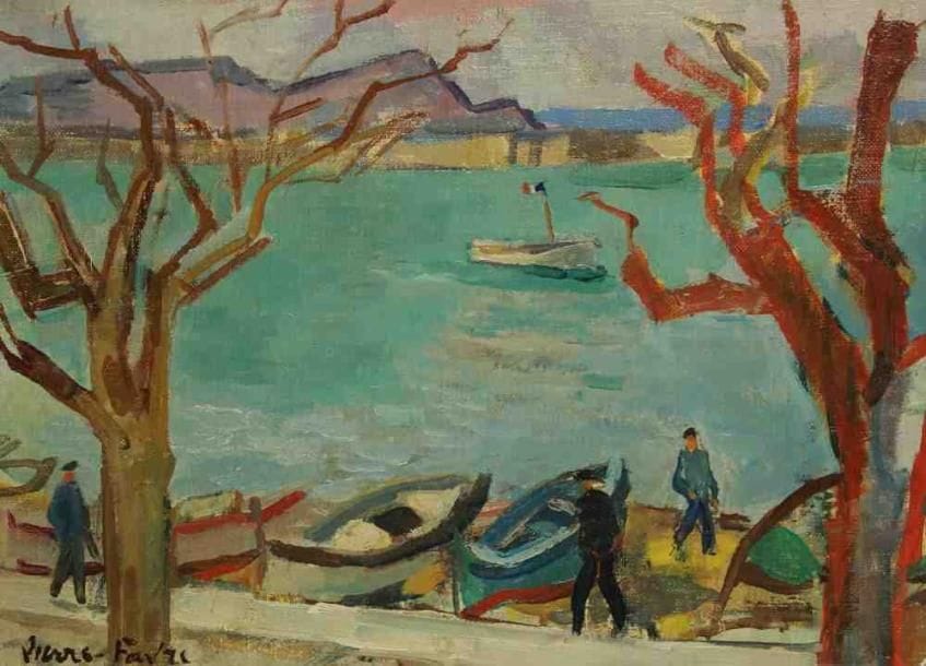 Pierre FAVRE (1906-1983)
Port de La Ciotat, l?île verte. Huile sur toile. Signée en bas à gauche. 24 x 33 cm