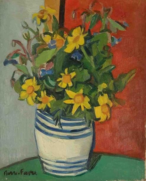 Pierre FAVRE (1906-1983)
Nature morte au bouquet. Huile sur toile. Signée en bas à gauche. 27 x 22 cm