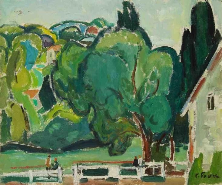 Pierre FAVRE (1906-1983)
Paysage de Chennevières, 1962. Huile sur toile. Signée en bas à droite. 38 x 46 cm. Exposition: Galerie Pierre Puget, Bandol, Août 1967, n°9