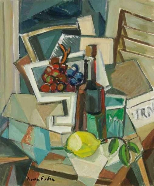 Pierre FAVRE (1906-1983)
Nature morte à la bouteille. Huile sur toile. Signée en bas à gauche. 46 x 38 cm