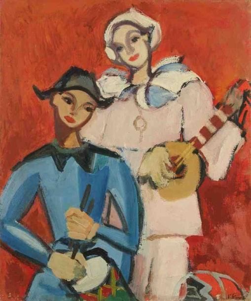 Pierre FAVRE (1906-1983)
Musiciens. Huile sur toile. Signée en bas à droite. 46 x 38 cm