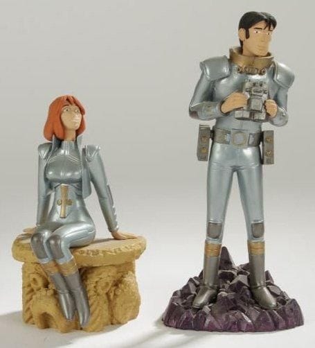 VALERIAN et LAURELINE (d'après MEZIERES). 2 personnages en résine. Hauteur: 21 et 16 cm. Réalisation: ATTAKUS, sans boite