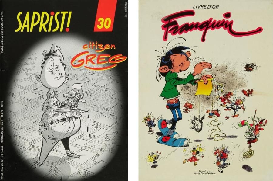 FRANQUIN - LIVRE D'OR. Sedli/Jacky Goupil éditeur, 1982. 1 volume cartonné 22 x 29. Bel état. Joint: CITIZEN GREG, revue «Sapristi» n°9