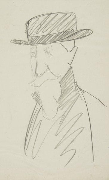 Sacha GUITRY
Anatole France (1844-1924) est de trois quarts, en buste, en manteau, la tête couverte d?un chapeau