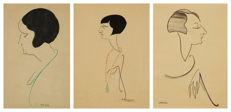 Tito Livio de MADRAZO (1899-1979)
Profils d?élégantes, 2 signés Madrazo, un Tito-Livio