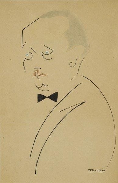 Tito Livio de MADRAZO (1899-1979)
Portrait d?homme avec une petite moustache et un noeud papillon noir