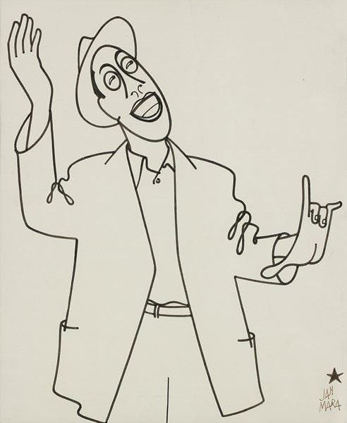 Jan Mara (1912-1992)
Fernandel. Dessin à l?encre de Chine, signé en bas à droite; 32 x 27 cm (encadré)