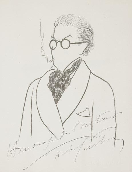 Sacha GUITRY. Elles et Toi (Raoul Solar, 1946); in-4, en feuilles sous couv. impr., sous emboîtage d?éditeur. Édition originale en fac-similé du manuscrit illustré, un des 300 exemplaires sur pur fil à la forme de Johannot (n° 197), signé par l?auteur avec la mention autographe: «Hommage de l?auteur»