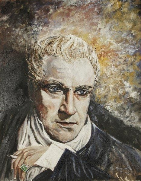 Jean de MARGUENAT (1893-1956)
Sacha Guitry, 1947. Huile sur panneau, signée et datée 47 en bas à droite; 80 x 65 cm (encadré). Jean de Marguenat eut son heure de gloire en tant que cinéaste (réalisateur et scénariste), responsable d?une douzaine de films, dont Adémaï, La Grande Marnière ou encore Toute la famille était là. Il offrit à Sacha Guitry, en un temps où les amis ne se pressaient plus devant sa porte, ce tableau où l?on remarque la grosse chevalière ornée d?une émeraude - bijou figurant maintenant sur l?épée d?académicien de M. Alain Decaux.{CR} Ancienne collection Sacha Guitry