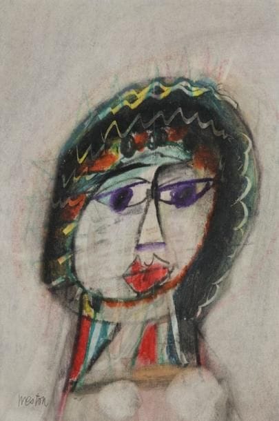 Reginald Sidney WESTON (1909-1967)
Portrait de femme, vers 1960 Huile sur papier. Signée en bas à gauche. 31 x 21 cm
