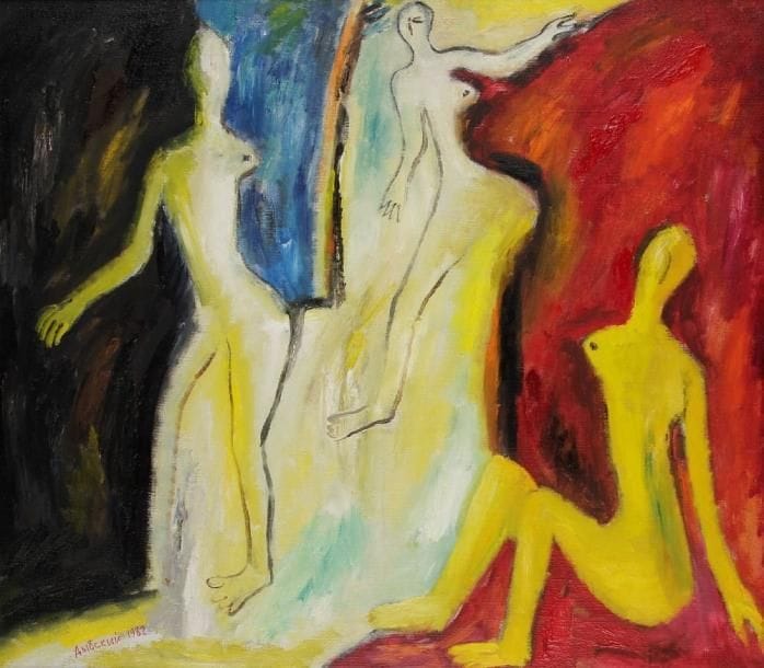 Evgeni DYBSKY (né en 1955)
Trois femmes, 1982 Huile sur toile. Signée et datée en bas à gauche. 74 x 76 cm