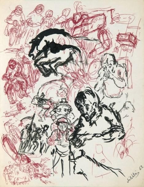 Zvy MILSHTEIN (né en 1934)
Sans titre, 1962 Encre. Signée en bas à droite. Annotée «Petit Pont» au dos. 27 x 21 cm