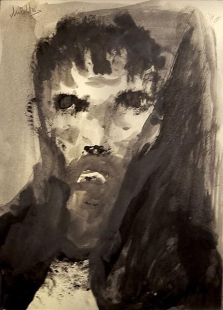 Zvy MILSHTEIN (né en 1934)
Visage, 1961 Gouache. Signée en haut à gauche. 23,5 x 17 cm