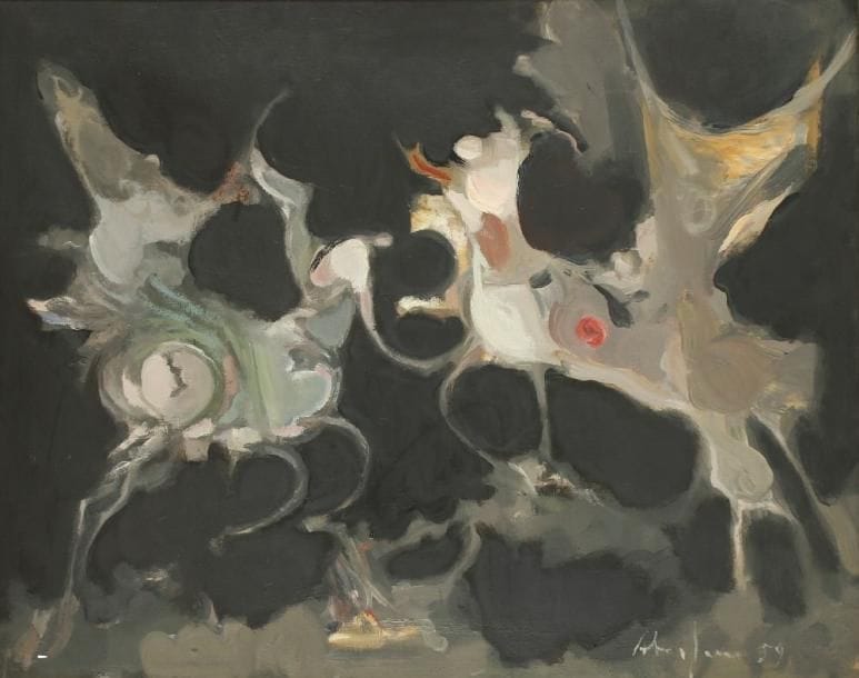 Alfred ABERDAM [ukrainien] (1894-1963)
Chevaux fantasmagoriques, 1959 Huile sur toile. Signée et datée «59» en bas à droite. 65 x 81 cm