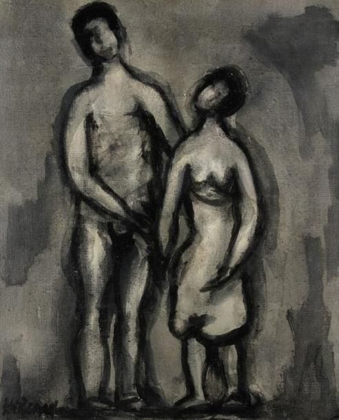 ÉCOLE RUSSE
Le Couple Huile sur toile. Signée en bas à gauche. 62 x 49 cm