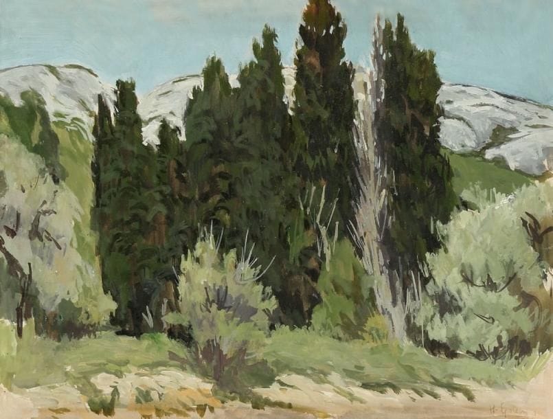 Attribué à Henri EPSTEIN (1892-1944)
Paysage, 1912 Huile et gouache sur carton contrecollée sur isorel. Porte une signature en bas à droite. 33 x 41 cm
