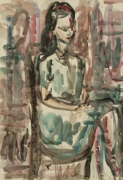 David LAN-BAR [polonais] (1912-1987)
Scènes de théâtre (2) - Femme assise Trois aquarelles. Signées et datées (1940, 1944 et 1946). Environ 48 x 34 chaque
