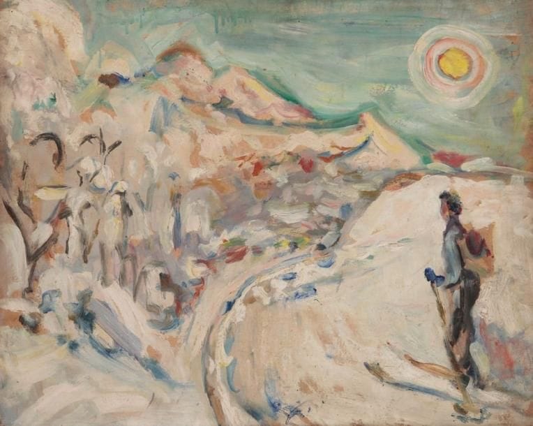 Vladimir NAIDITCH (1903-1980)
Les Toits de Paris - Le Skieur Huile sur carton double face. Signée en bas à droite. 44,5 x 53,5 cm