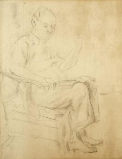 Vladimir NAIDITCH (attribué à)
Homme à la lecture Fusain. Porte une inscription «Naiditch» au dos. 42 x 33 cm