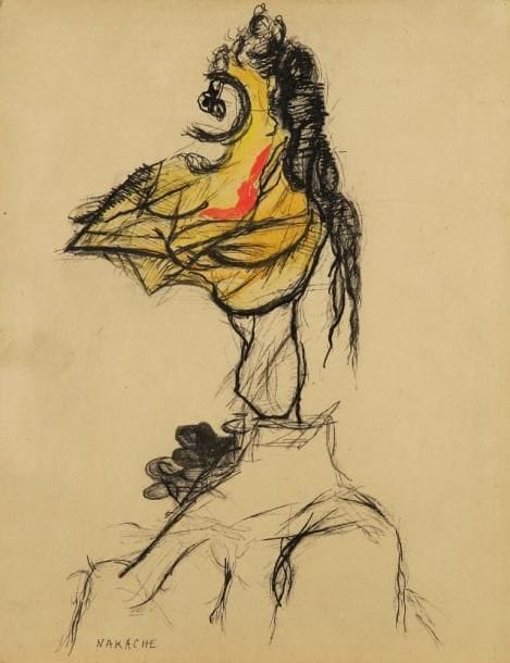 Armand Henri NAKACHE (1894-1976)
Moïse, vers 1967 Encre sur papier contrecollé sur panneau. Signée en bas à gauche. 32 x 25 cm