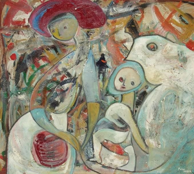 Alexandre PUTOV (né en 1940)
La Famille, 1987 Huile sur isorel. Signée et située en bas à droite. 76 x 83 cm