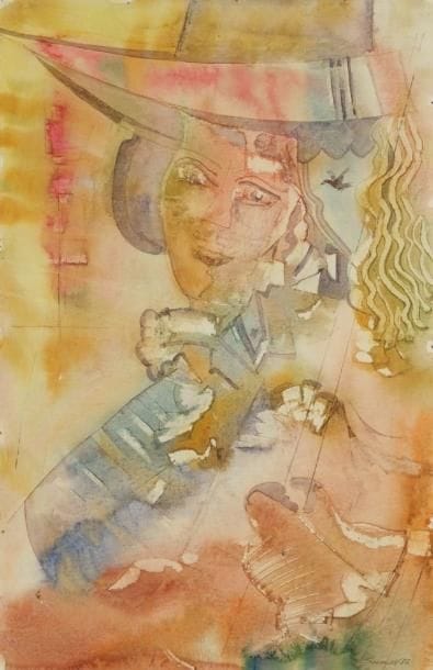 Slava SAVELIEV (né en 1944)
Portrait de jeune femme au chapeau Aquarelle. Signée en bas à droite. 49 x 32 cm