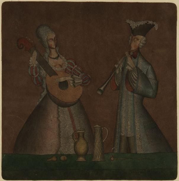 Andreï GENNADIEV (né en 1947)
Musiciens, 1974 Aquarelle et encre. Signée en bas à droite. 24 x 24 cm
