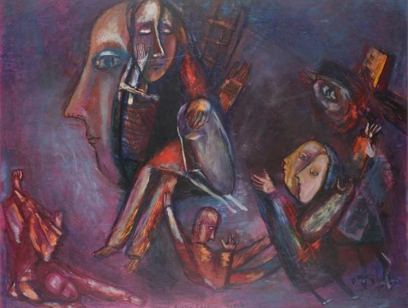 Victor KHROMIN (né en 1948)
Personnages, 1986 Gouache. Signée et datée en bas au milieu. 48 x 64 cm