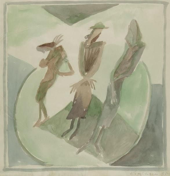 Boris KOCHEISHVILI (né en 1940)
Trois personnages, 1990 Aquarelle. Signée et datée en bas à droite. 44 x 42,5 cm