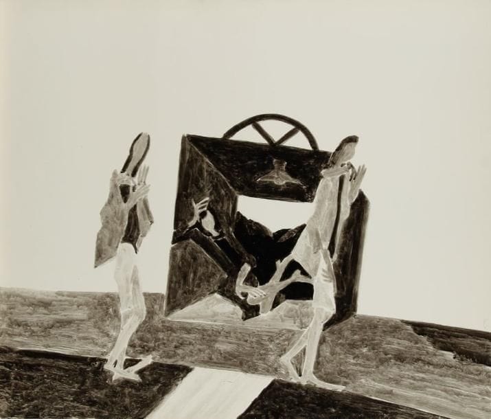Boris KOCHEISHVILI (né en 1940)
Trois personnages Encre sur papier glacé. Monogrammée en bas à droite. 62 x 72 cm