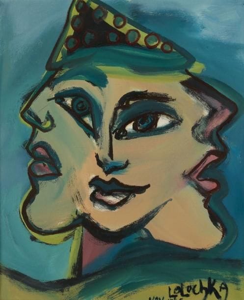 LOLOCHKA (né en 1957)
Double portrait, 1985 Huile sur toile. Signée et datée en bas à droite. (Petit accident). 55 x 46 cm