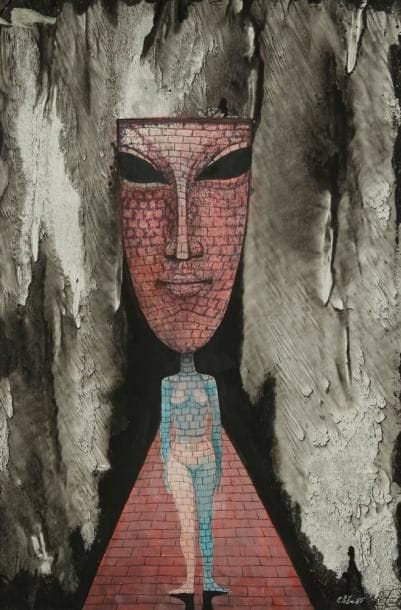 Evgeny Dimitrievitch POZIN (né en 1950)
La Femme brique, 1985 Gouache et encre. Signée et datée en bas à droite. 34 x 50 cm