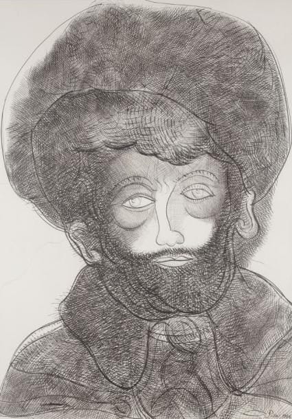 Alexandre PUTOV (né en 1940)
Homme au turban, 1986 Encre. Signée et datée en bas à droite. 64 x 45 cm