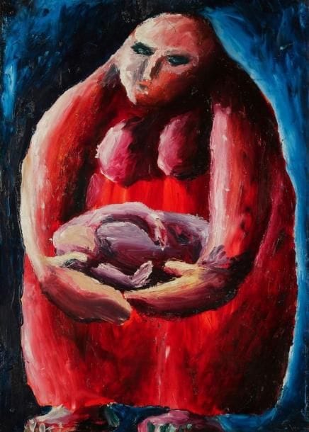 Alek RAPOPORT (1933-1997)
Femme à l?enfant, 1967 Huile sur panneau. Monogrammée et datée au dos. 62 x 45 cm