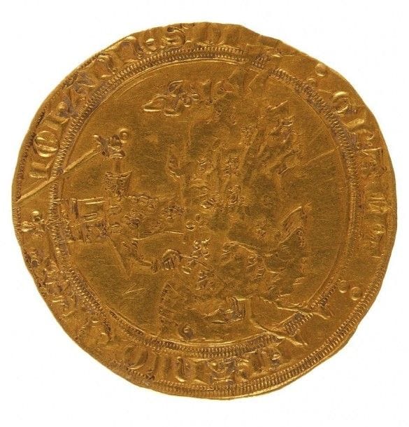 JEAN II le Bon (1350-1364). Franc à cheval. . A été plié3,87g. . D.294 . Fr.279 . TB à TTB