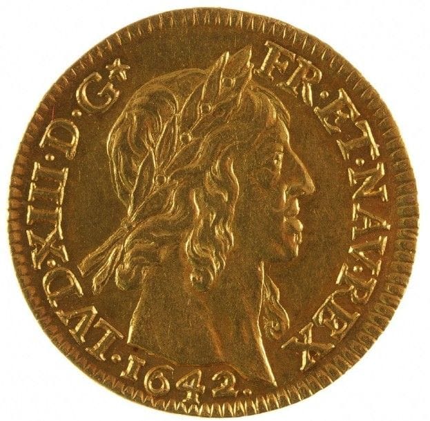 LOUIS XIII (1610-1643). Louis d’or, 1642, A= atelier de Paris. 6,72g. D.1298. Fr.410. TTB à SUP