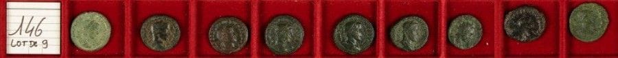 LOT de 9 as et dupondii de bronze: GORDIEN III le Pieux (5 ex.), TRAJAN DECE (2 ex.), . VALERIEN Jeune (1 ex.), AURELIEN (1 ex.). B à TB