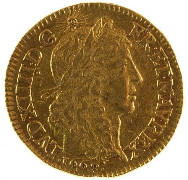 LOUIS XIV (1643-1715). Louis d’or juvénile lauré, 1668, A= atelier de Paris. . 6,73g. D.1425. Fr.421. TTB à SUP