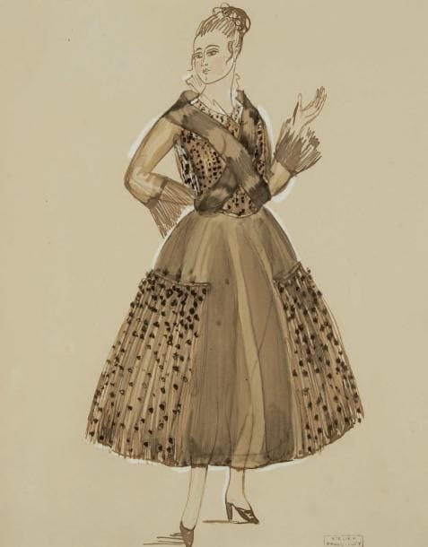 Raoul DUFY (1877-1953)
Étude de robe pour Paul Poiret Encre, aquarelle, gouache et traits de crayon. Timbre de l'atelier Raoul Dufy en bas à droite. 29 x 23 cm Bibliographie: Galerie Fanny Guillon-Laffaille, Galerie Neffe- Degandt, Raoul Dufy-Paul Poiret, Modèles, aquarelles & dessins, 1917-1919. Paris, Londres, 1998, p. 51. C'est en 1910, que Raoul Dufy (1877-1953) rencontre Paul Poiret (1879-1944), couturier, déjà fort célèbre. Au printemps 1911, Poiret ouvre avec Dufy un petit atelier d'impression sur tissu: la "Petite Usine". En 1912, Dufy est sollicité par la maison de soierie lyonnaise Bianchini-Férier pour en être le directeur artistique. Paul Poiret raconte: "Après que nous eûmes dépensé beaucoup d'argent et beaucoup d'activités à créer notre premier matériel [...] et à réaliser nos premiers essais, nous vîmes poindre l'immense silhouette de Monsieur Bianchini [...] qui vint un jour proposer à Dufy de lui procurer des moyens industriels plus dignes de lui [...] je liquidai la petite usine de l'avenue de Clichy et j'eus la consolation d'admirer depuis dans les productions de la maison Bianchini, tout ce était dû à la collaboration de mon ami. Il y eut des brocarts et des impressions de toute beauté qui compteront un jour dans l'histoire de l'art décoratif autant que les dessins de Philippe de la Salle ou ceux d'Oberkampf." (Yvonne Deslandres, Poiret. Édition du regard, Paris, 1986). La collaboration Dufy-Poiret se poursuit en parallèle Entre 1916 et 1920, Dufy réalise plusieurs croquis de robes pour Poiret. Cette opération était à vocation publicitaire et les croquis destinés à figurer dans des revues spécialisées. Surnommé le "Magnifique", Paul Poiret aimait organiser de nombreuses fêtes, telles la "Mille et deuxième nuit" ou la "Fête des Rois", pour lesquelles Dufy croqua les invités et les costumes