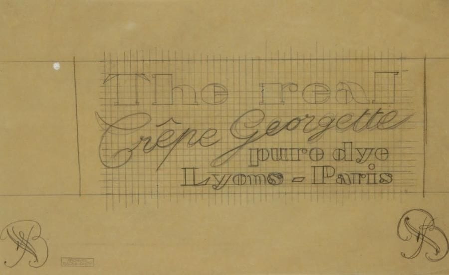 Raoul DUFY (1877-1953)
The real Crêpe Georgette Mine de plomb sur papier calque. Projet graphique pour les ateliers Bianchini-Férier. Timbre des archives Raoul Dufy en bas à gauche. 17 x 28 cm