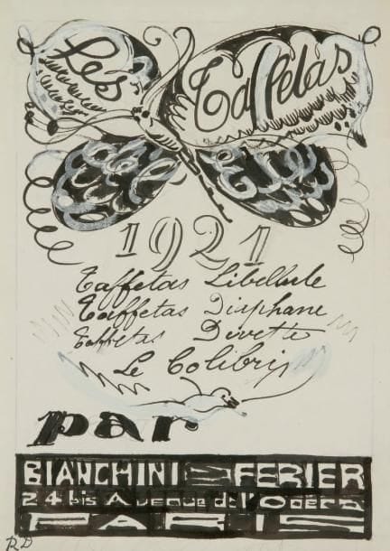Raoul DUFY (1877-1953)
Les Taffetas de l'été 1921 Encre, gouache et traits de crayon. Projet graphique pour les ateliers Bianchini-Férier. Timbre du monogramme en bas à gauche. 32 x 23,5 cm
