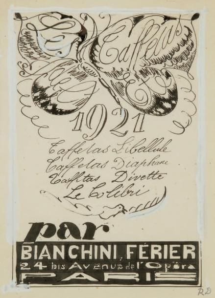 Raoul DUFY (1877-1953)
Les Taffetas de l'été 1921 Encre et gouache. Projet graphique pour les ateliers Bianchini-Férier. Timbre du monogramme en bas à droite. (Déchirure). 34 x 25 cm