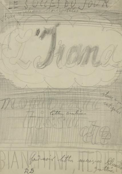 Raoul DUFY (1877-1953)
L'Irana Mine de plomb. Projet de réclame pour les ateliers Bianchini-Férier. Timbre du monogramme en bas vers la gauche. 29 x 20 cm