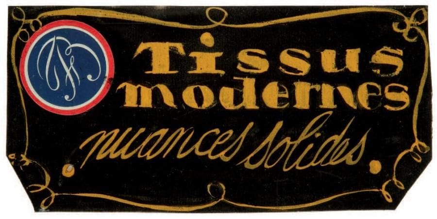 Raoul DUFY (1877-1953)
Tissus modernes nuances solides Gouache et collage. Projet d'enseigne pour les ateliers Bianchini-Férier. 9,5 x 20 cm