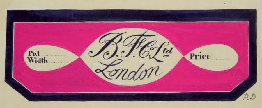 Raoul DUFY (1877-1953)
Entête pour une succursale londonienne Gouache. Projet graphique pour les ateliers Bianchini-Férier à Londres. Timbre des archives Raoul Dufy en bas à droite. 14 x 33 cm