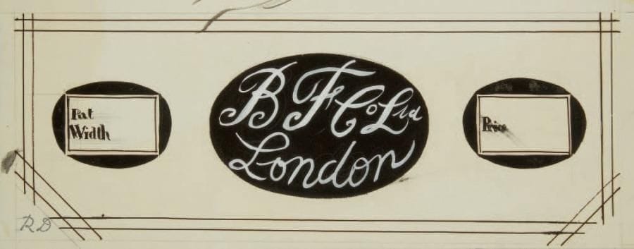 Raoul DUFY (1877-1953)
Entête pour une succursale londonienne Encre, gouache et traits de crayon. Projet graphique pour les ateliers Bianchini-Férier à Londres. Timbre du monogramme en bas à gauche. 13 x 32,5 cm